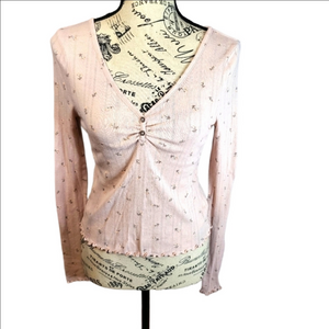 Wild Fable dusty rose & multicolored floral print crop top size medium